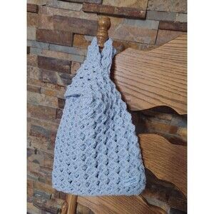 Handmade Crocheted Coco Knot Fleece Lined 100% Cotton Light Blue Wrist Bag